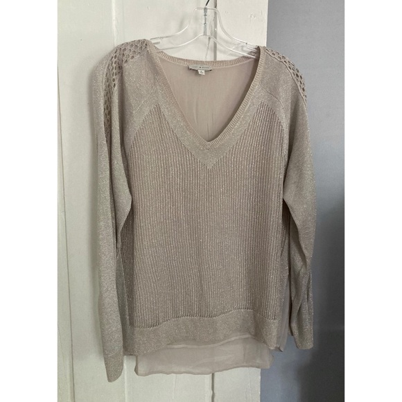 ✨HP✨ Lucky Brand silver layered V-neck sweater - Picture 1 of 14